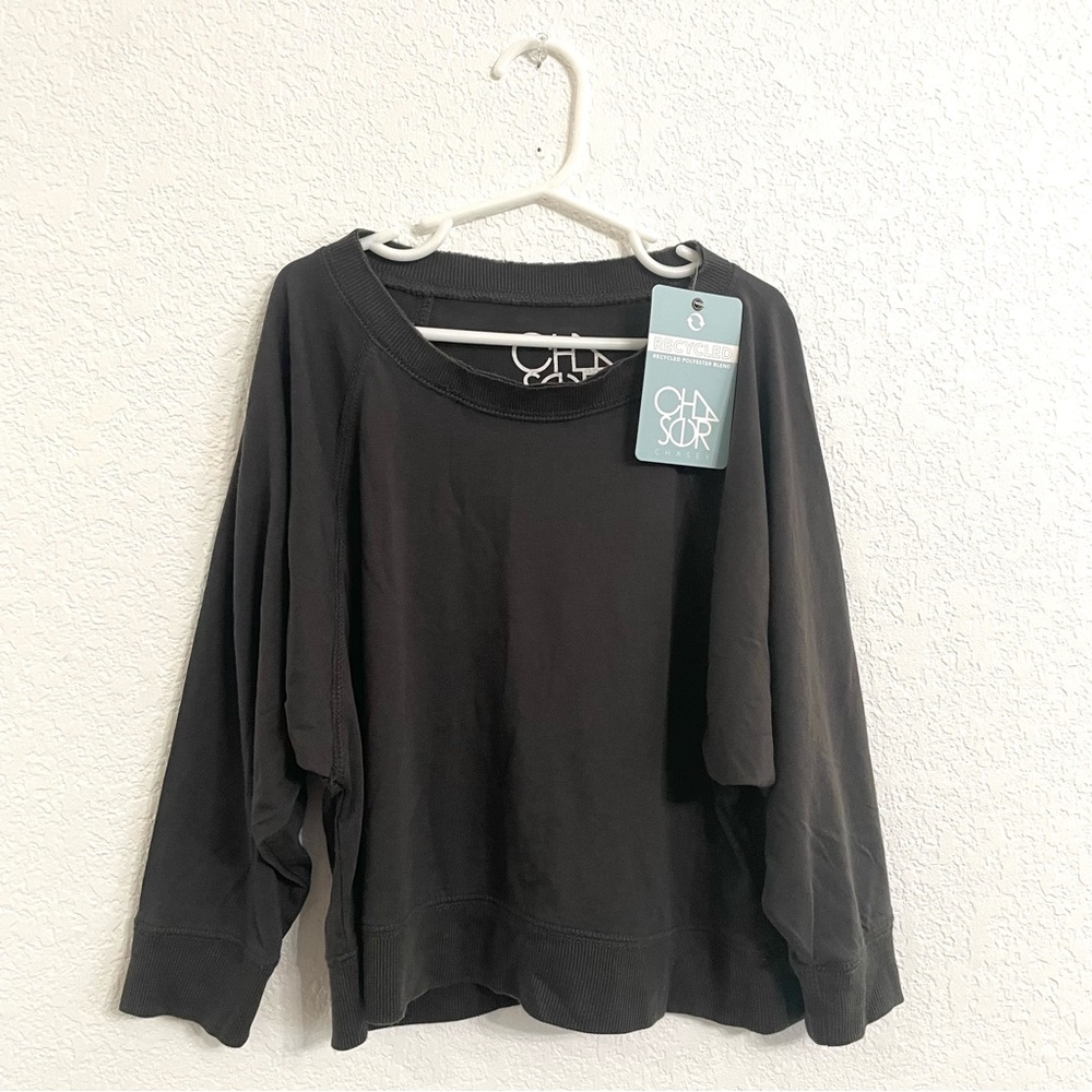 NWT Chaser Kids Girls Gray Long Dolman Sleeve Wide Neck Size 6